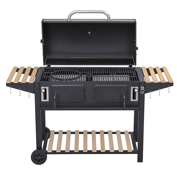 Slitstark BBQ Grill kol med trä sidobord